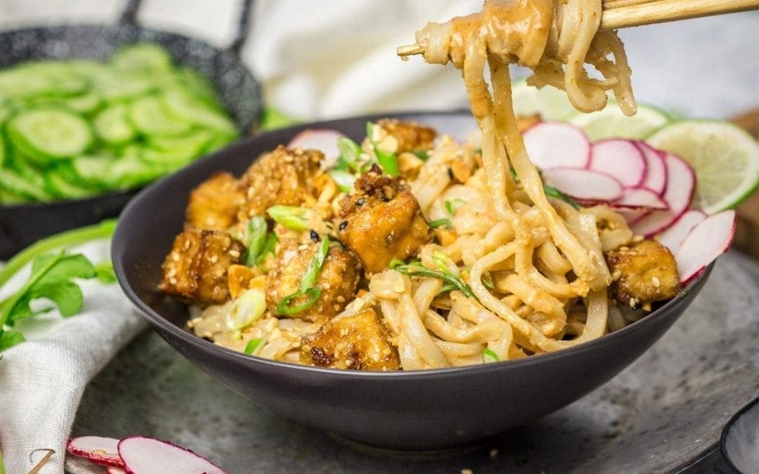 Sesame Noodles with Crispy Baked Tofu