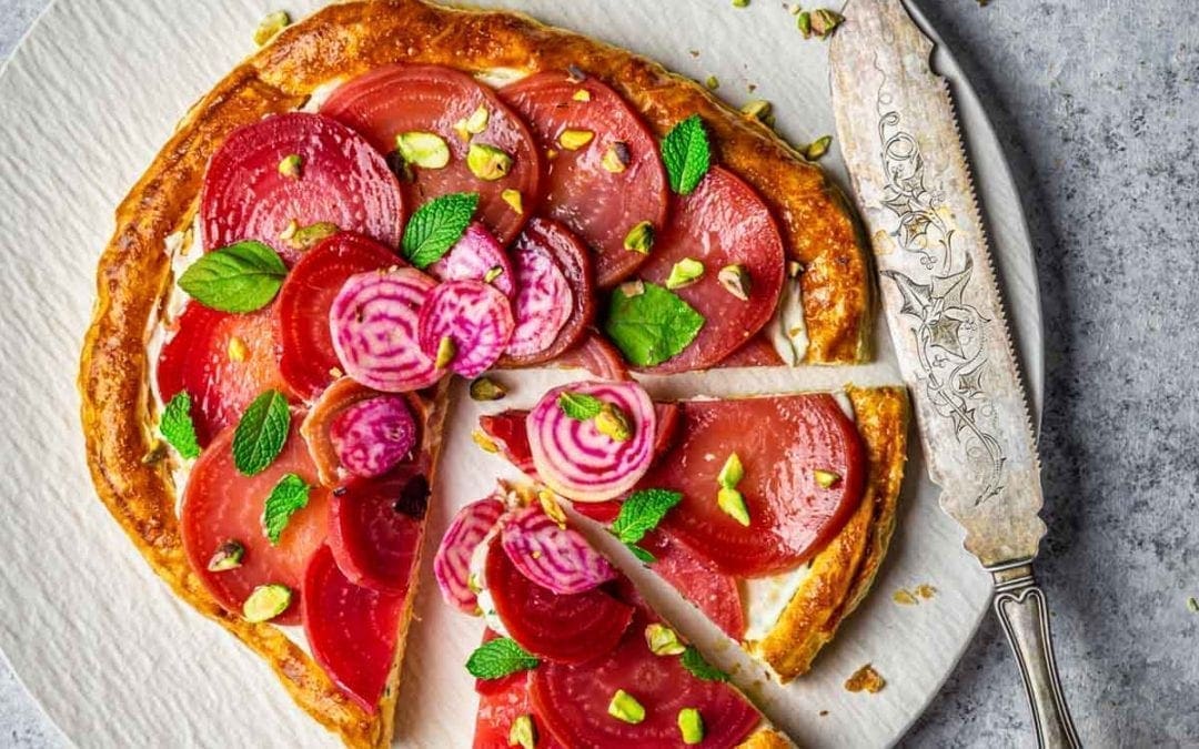 Roasted Beets and Whipped Feta Tart