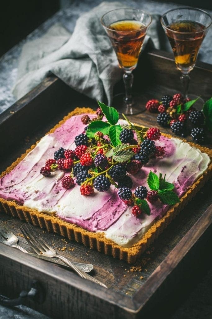 Blackberry and Vanilla Marbled Cheesecake