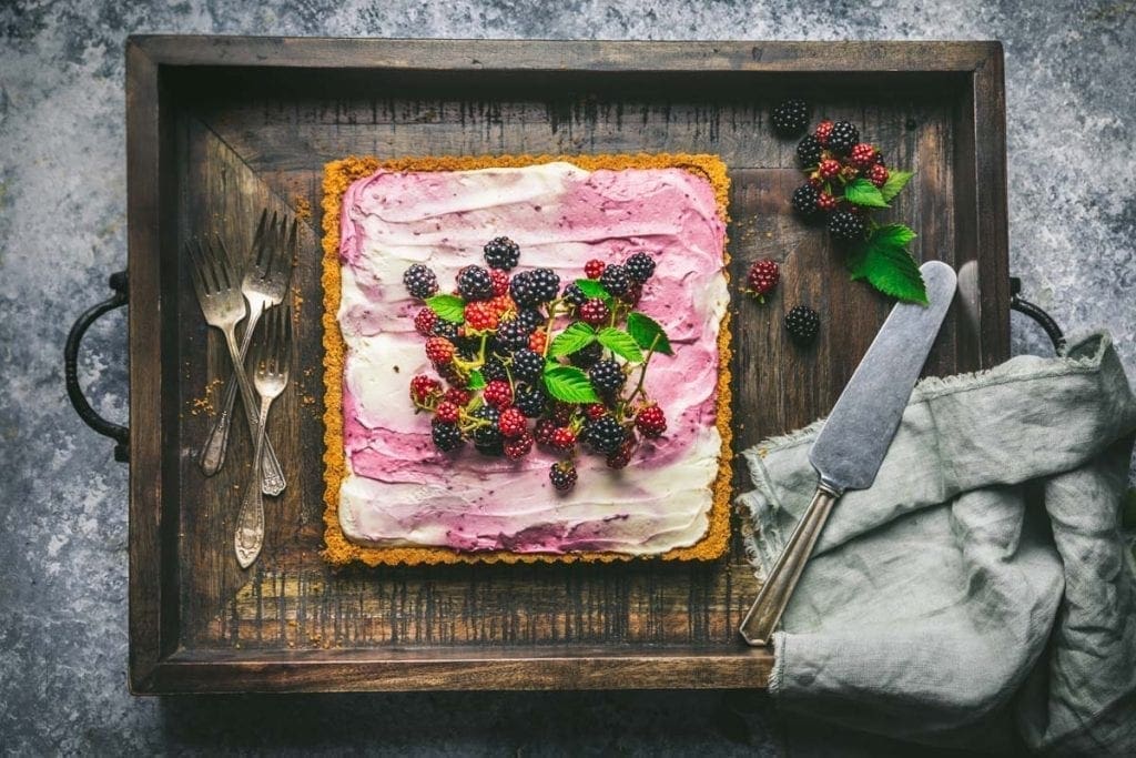 Blackberry and Vanilla Marbled Cheesecake