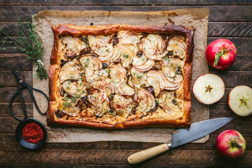 Apple, Shallot and Cheddar Tart