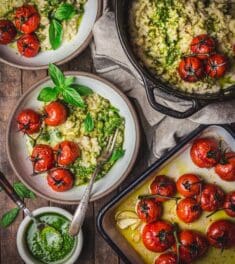 Baked Risotto with Tomatoes and Pesto