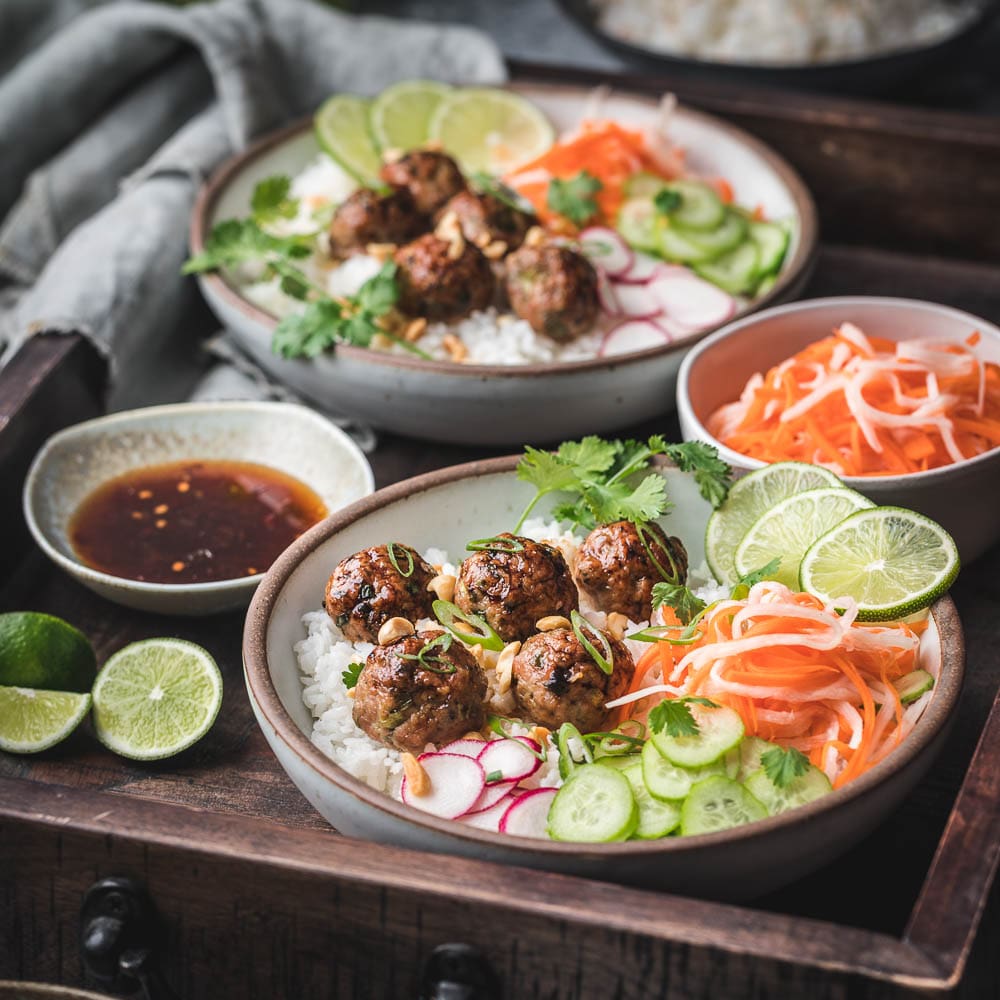 Vietnamese Meatball Rice Bowls