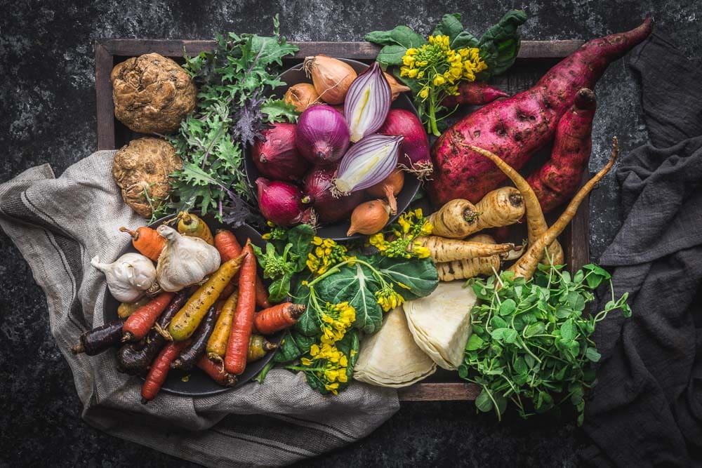 A box of CSA produce