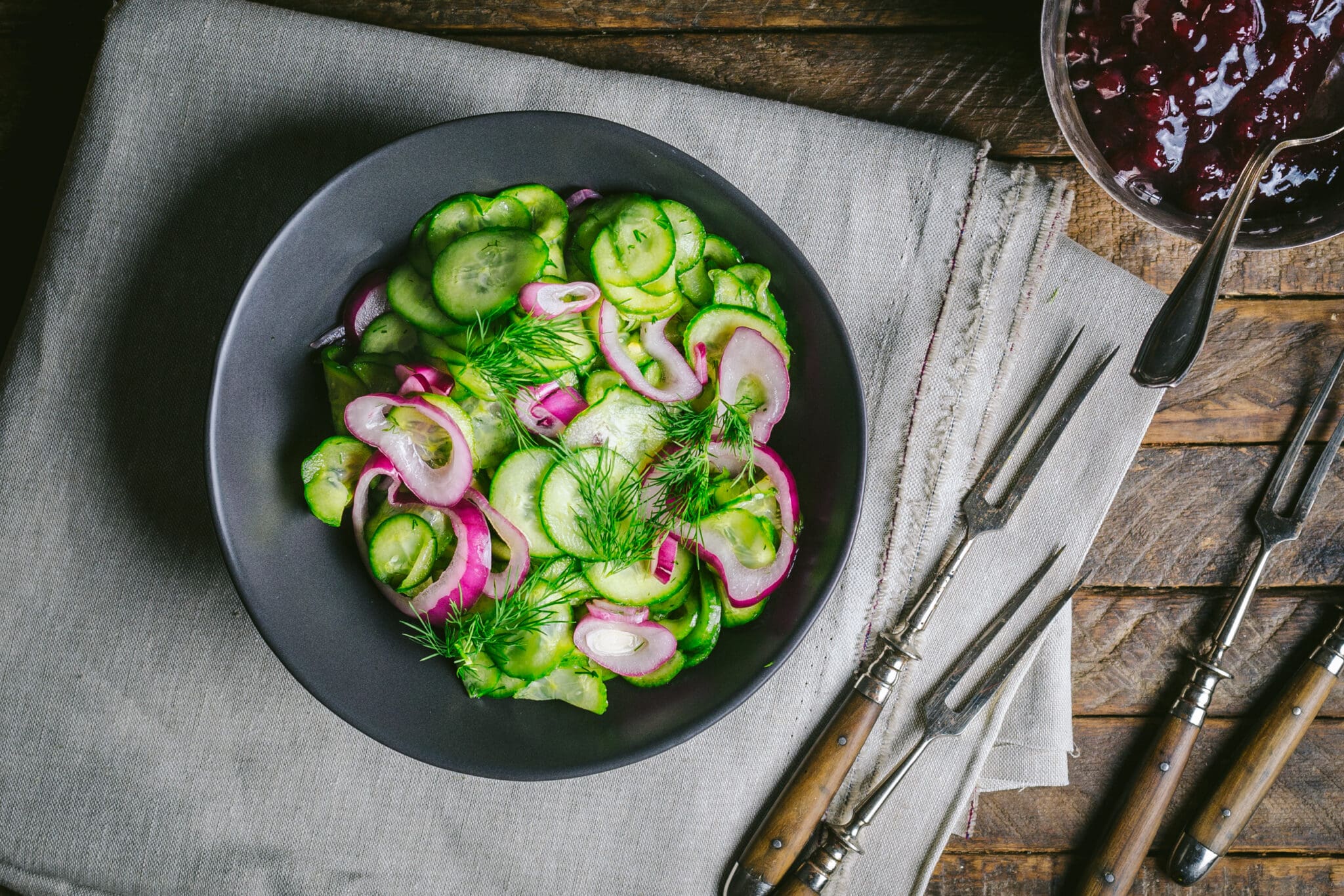 Swedish Cucumber Salad with Red Onion and Dill